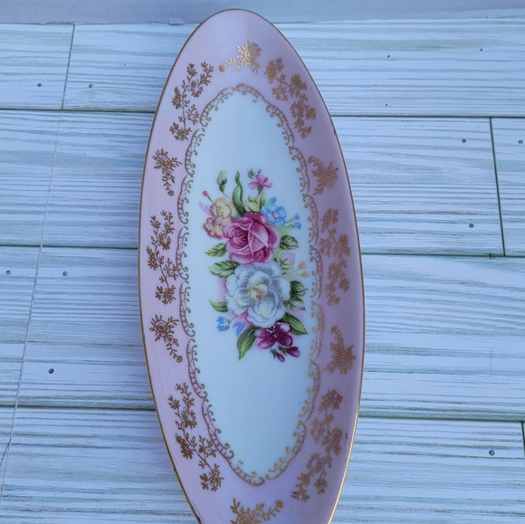 Arnart 5th Ave #22/113N Porcelain Hand-painted 10" Oval Relish Tray Dish - Picture 2 of 11